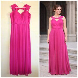 NWT Cinderella A Line Maxi Dress Bead Accented Fuchsia Gown Size 2XL Bridesmaid